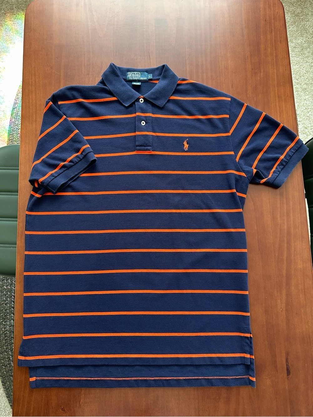 Polo by Ralph Lauren Navy and Orange Striped Polo Shirt